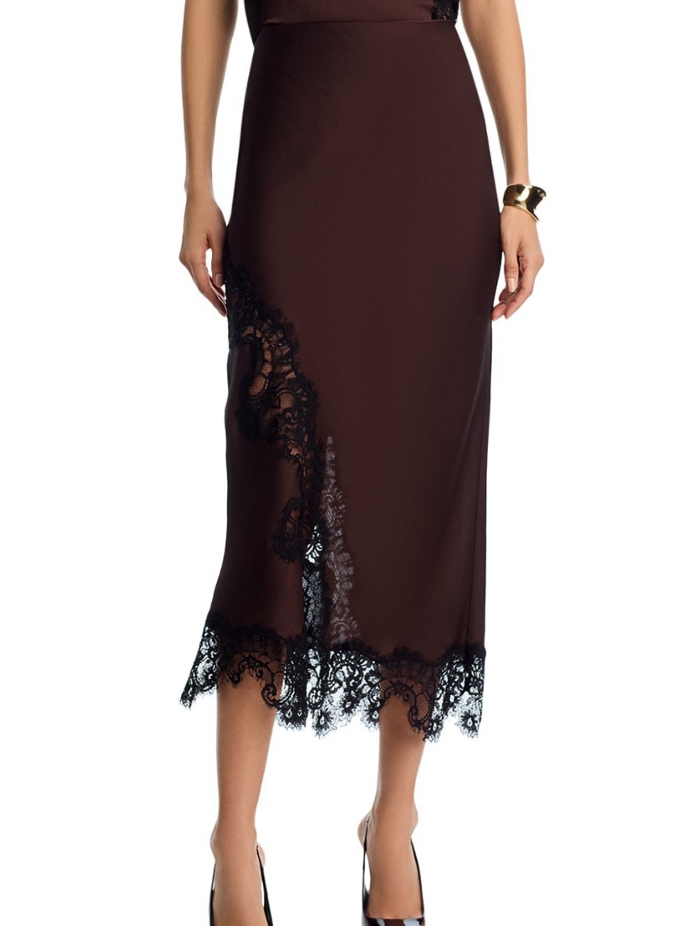 NWT Aqua Lace Inset Midi Skirt L